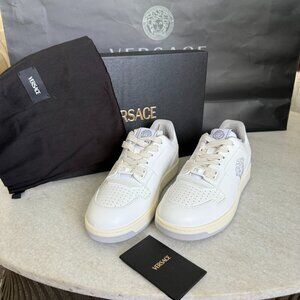 Versace Medusa‎ White Leather Men's Sneaker Shoe, 1013377, UK 40